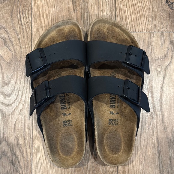 Birkenstock Women’s Arizona Birko-floor Black Sandals 2 Straps Size 38 US 7-7.5 - Picture 6 of 10